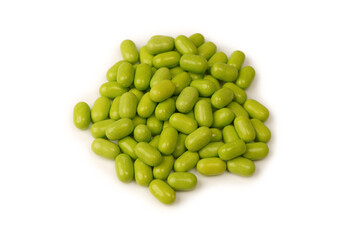 Sweet multicolored candies isolated on white background.