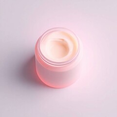 Pink Cream Jar with Skincare Product.