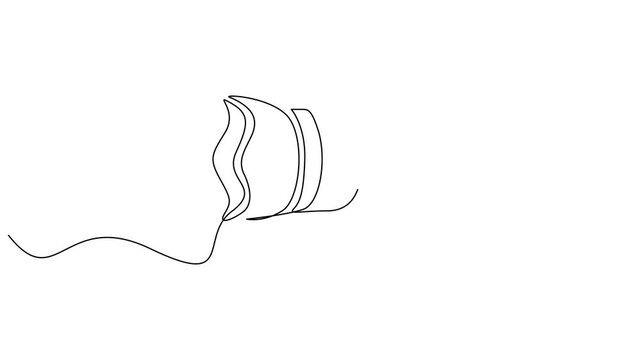 Self drawing simple animation of single continuous one line drawing of DSLR camera lens. 4k animation