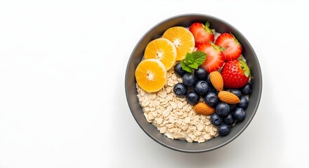 Delicious Oatmeal Breakfast Bowl with Berries and Fruit