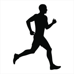 Athletic man in motion running silhouette with thumb up gesture