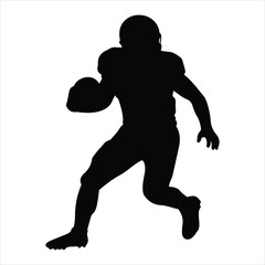 Dynamic american football player running with ball silhouette