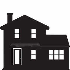 Black silhouette house on white background