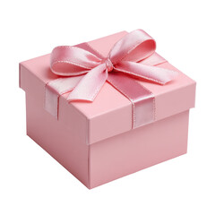 Obraz premium Cute pink gift box with a ribbon, perfect for celebrations or special occasions, ideal for gifting loved ones