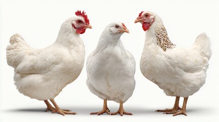 Fototapeta premium Elegant White Chicken Collection Portrait Standing Profile