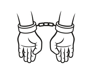 Handcuffed Hands Back View Silhouette Style
