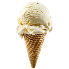 Creamy Vanilla Ice Cream Cone Delicious Summer Treat isolated on transparent background cutout