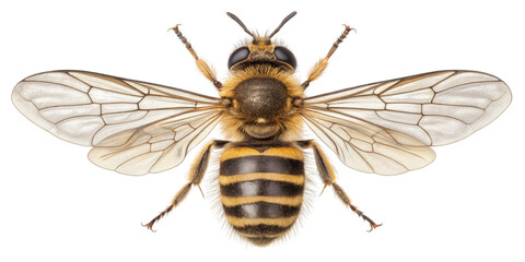 Bee Dorsal View Detailed Insect Illustration Isolated on Transparent Background, Entomology, Insect Anatomy, Bee, Insects, Pollinator