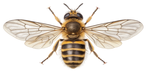 Bee Dorsal View Detailed Insect Illustration Isolated on Transparent Background, Entomology, Insect Anatomy, Bee, Insects, Pollinator