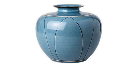 Blue Ceramic Vase, Gold Accents, Isolated on Transparent Background, Home Decor, Vase, Decor, Pottery