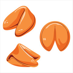 Appetizing fortune cookies sweet baked dessert with prediction prophecy or proverb sayings. Outline food art pastry perfect for bakery and cultural themed designs.