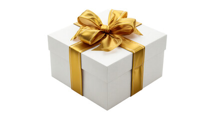 Obraz premium White Gift Box with Golden Ribbon and Bow