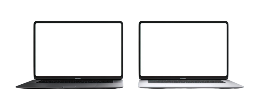 Two blank laptop screens side by side