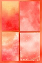 Abstract watercolor backgrounds in shades of orange and red
