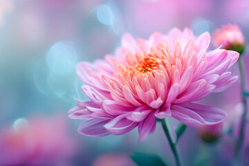 Beautiful pink chrysanthemum in soft pastel background