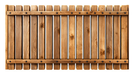 Wooden Palisade Fence Section on Transparent Background