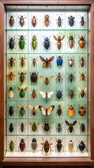 Fototapeta premium A Stunning Collection of Rare and Beautifully Preserved Insects in a Museum Display Case