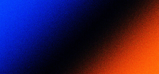 Blue orange abstract gradient vibrant backdrop, dusty scanned gain noise overlay texture, glitch noise dust, grain texture effect, banner poster design, dark color flow wave background