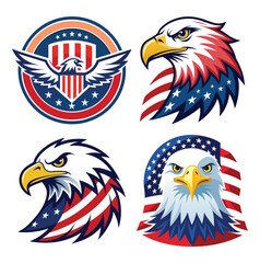 American bald eagle head with american flag illustration
