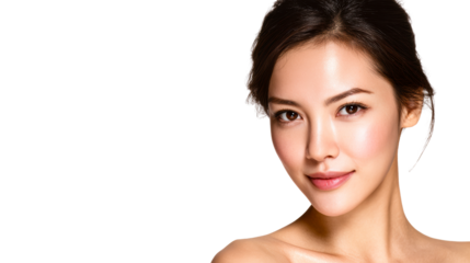 Asian Woman Face with Clear Skin and Radiant Glow