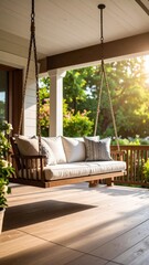 Fototapeta premium Serene Porch Swing in Summer Sunlight
