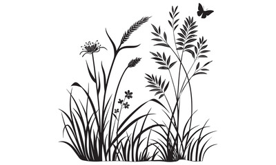 Grass & Wild Plant Silhouette Clipart