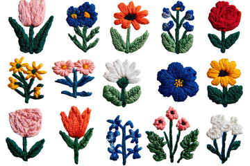 Colorful embroidered flower patches