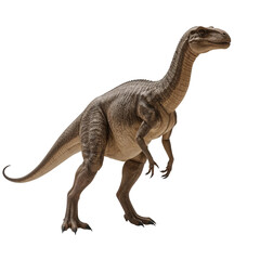 Naklejka premium Detailed digital rendering of a Mokele-mbembe dinosaur standing upright against a black void