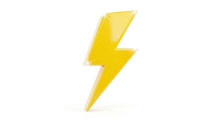 Bright yellow lightning bolt symbol isolated on white background