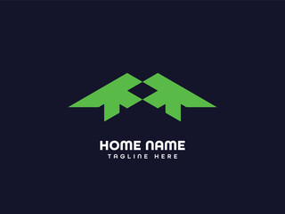 Modern Green House Logo &ndash; Minimal Real Estate and Home Design Branding