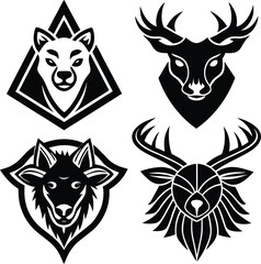 Obraz premium Domestic Pet Silhouette Vector – Dog, Cat, Rabbit, Bird.