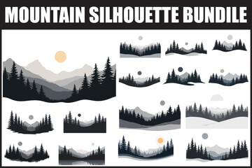 Mountain Landscape Silhouette Bundle
