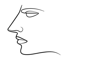 Minimalist line drawing a man's profile face male head