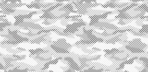 Abstract halftone seamless camouflage pattern. Monochrome camo with pixel effect. Modern sporty background for jersey design. Vector Format Illustration © cnh
