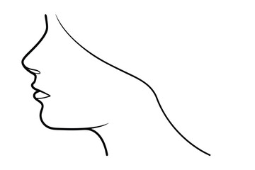 Minimalist single line drawing a woman's profile face in vector