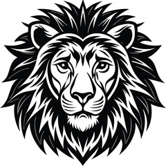 Obraz premium Majestic black and white lion head illustration