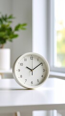 Simple White Clock on Table, Minimalist Home Decor