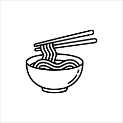 Bowl of noodles with chopsticks icon