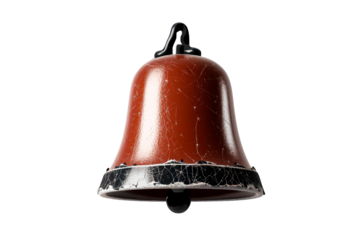 Distressed metal bell with black handle and clapper