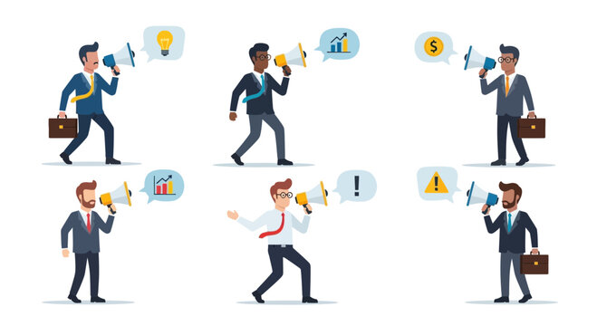 Business Announcement With Megaphone For Marketing Strategy Promotions