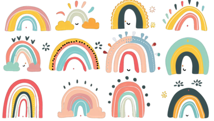 Colorful rainbow designs in a grid