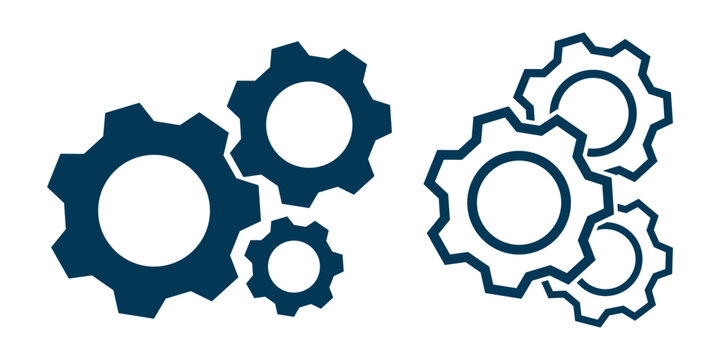 Mechanical Cogs Glyph Icon. Configuration, gear icon on transparent background. gear, settings icon. Gear icon set. gear symbol settings icon. gears mechanism and cog wheel.  gear tool. EPS 10. 