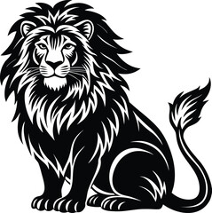 Obraz premium Majestic lion silhouette sitting proudly