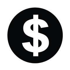 Obraz premium Simple black circle with a white dollar sign inside