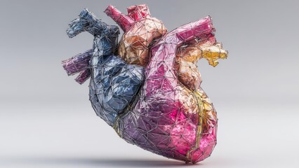 Naklejka premium 3D beating heart model with advanced diagnostics in a stylized echocardiography probe