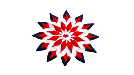 Handmade Fabric Starburst Shape with Red Blue White Petals