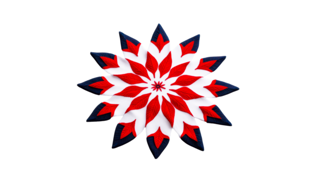 Handmade Fabric Starburst Shape with Red Blue White Petals