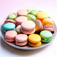 Obraz premium colorful macaroons on a wooden table