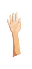 Light-skinned hand and arm raised, cartoon style