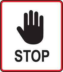 Stop With Hand Traffic Sign Vector Design